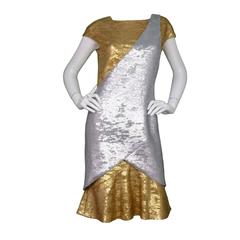 Chanel Gold & Silver Sequin 2-Piece Dress sz 40 rt. $6,625 4