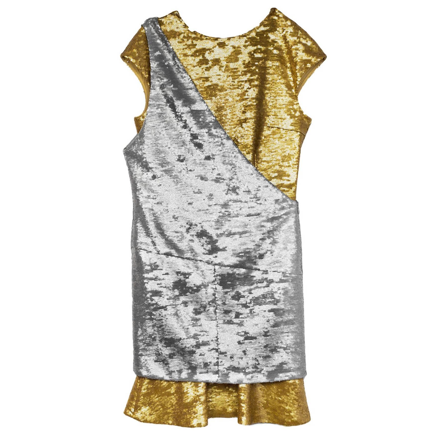 Chanel Gold & Silver Sequin 2-Piece Dress sz FR40