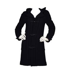 Chanel Navy Pleated Toggle Front Coat sz 38