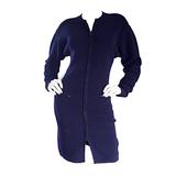 Vintage Claude Montana Navy Blue ' Scuba ' Cardigan / Sweater Dress 