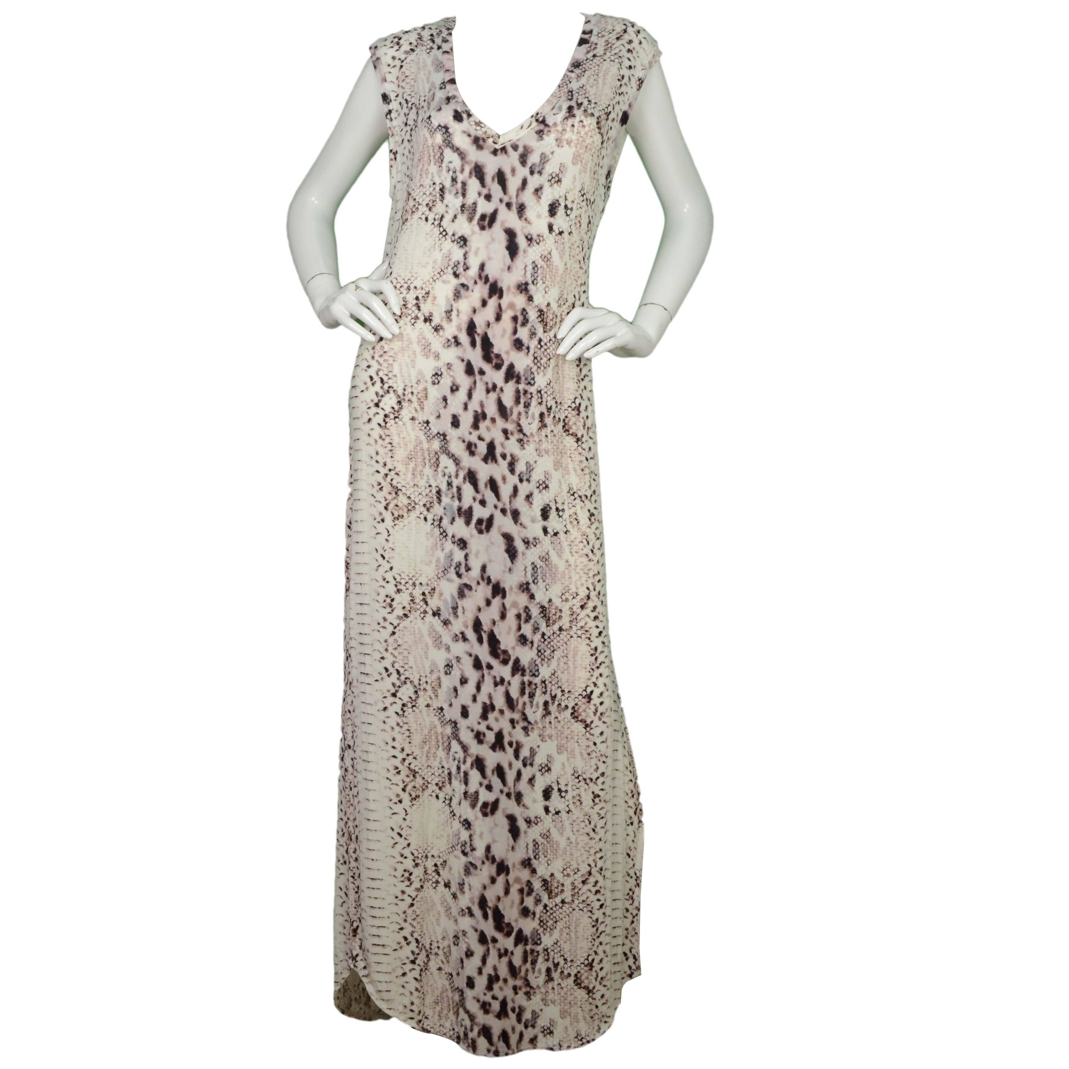 Haute Hippie Snakeskin Print Sleeveless Maxi Dress