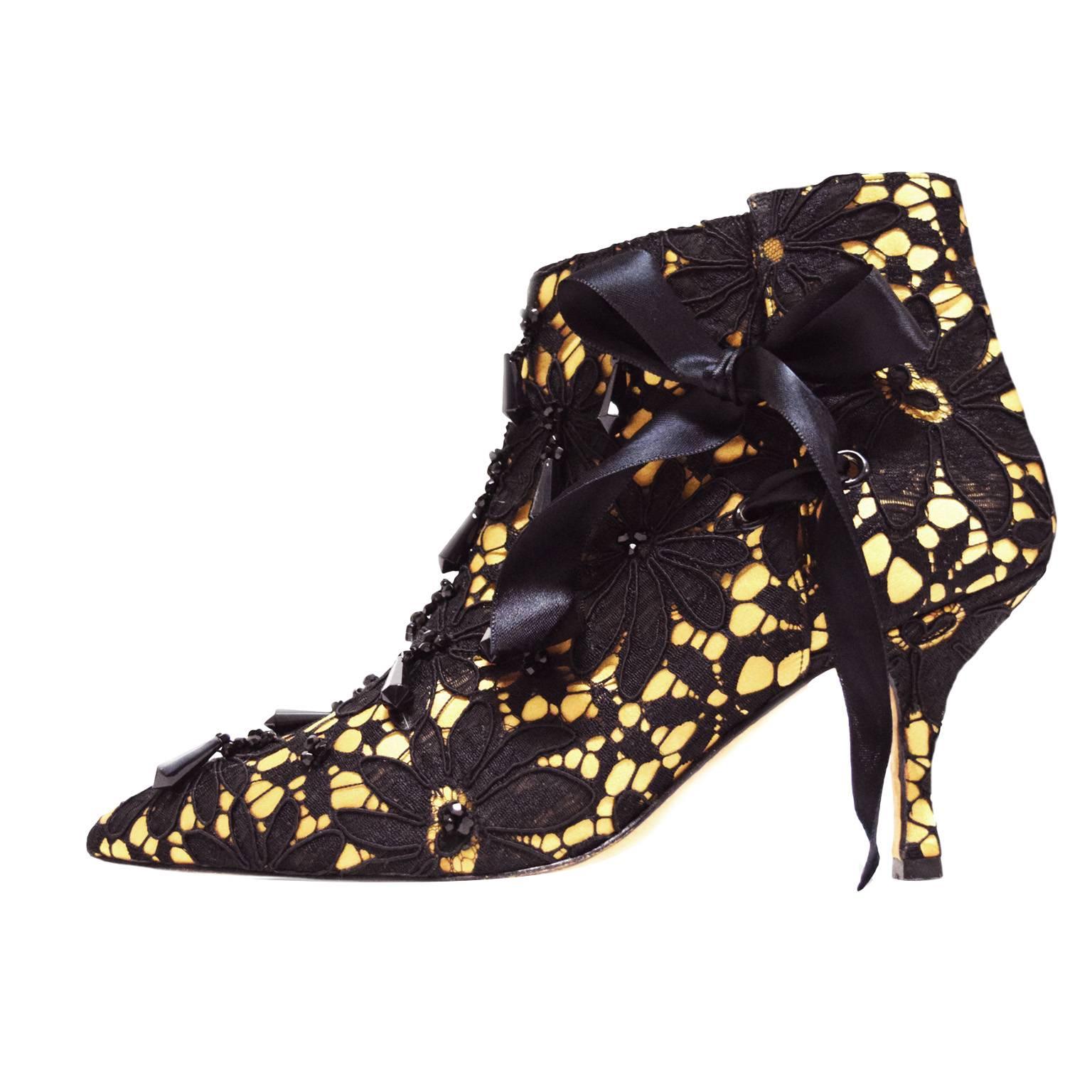 Manolo Blahnik Tucky Lace Ankle Booties For Sale