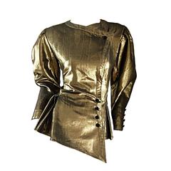 Amazing Vintage Emanuel Ungaro Couture Gold Metallic Avant Garde Peplum Jacket 8