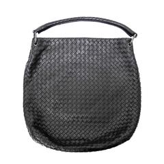 Bottega Veneta Black Woven Leather Handbag with Duster 