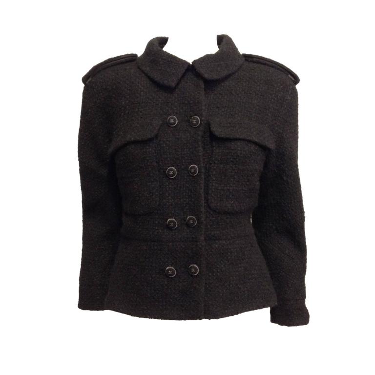 Chanel Black Tweed Military Jacket For Sale at 1stDibs chanel