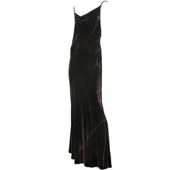 Vintage Donna Karan Velvet Bias Cut Gown 