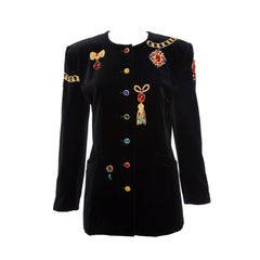 Vintage Escada by Margaretha Ley Black Embellished Velvet Jacket, Circa 1980's