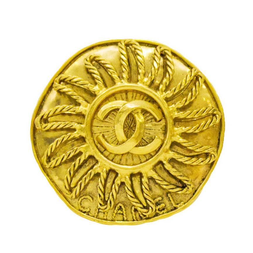 1994 Chanel Gold CC Sun Pin