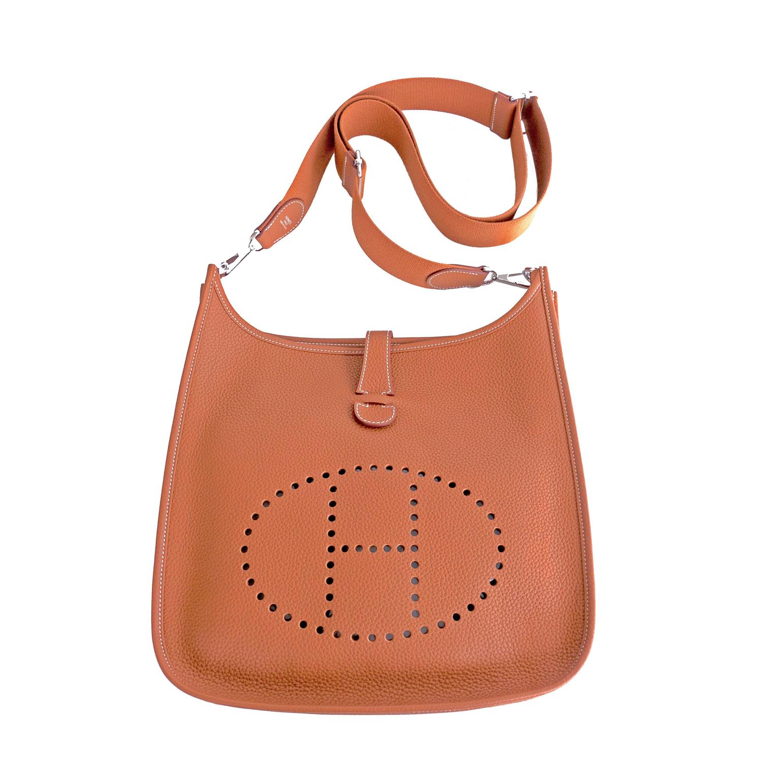 authentic hermes brown sling crossbody messenger bag  