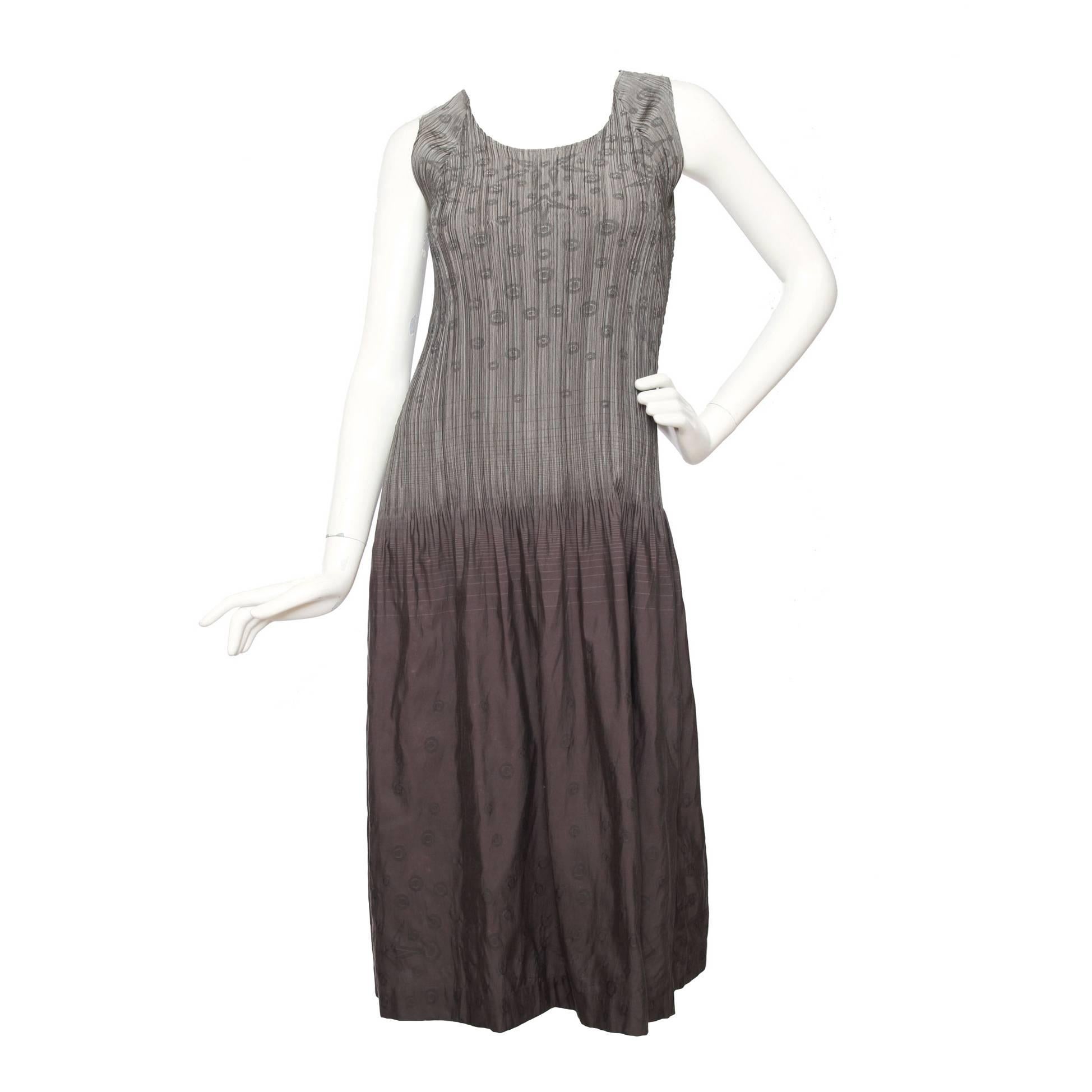 1980s Issey Miyake Grey Pleated Dress  For Sale