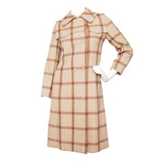 1960s Givenchy Beige Checkered Wool Coat