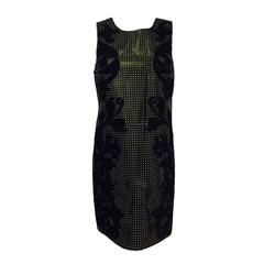 New Versace Leather and Suede Overlay Sleeveless Sheath 