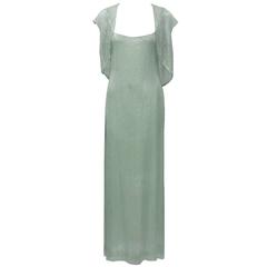 1970's Halston Mint Green Sequin Gown & Bolero 2