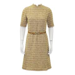 1960's MOD Tweed Dress With Suede Link Belt 4