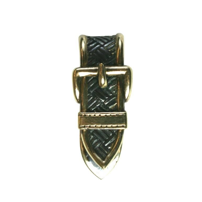 Elegant Sterling and Gold Buckle Clip For Sale