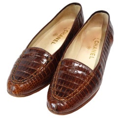 Vintage Rare 1980s Chanel Crocodile Loafer