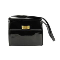 Escada Black Patent Leather Kelly Hand Bag Never Used 1990s 9