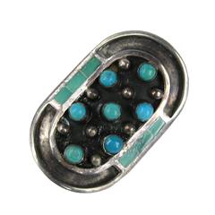 Pawn Navajo Sterling Silver Turquoise Shield Ring 3