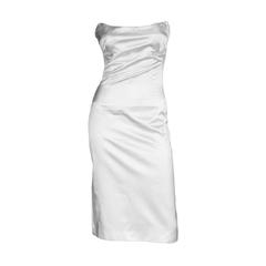 That Iconic Tom Ford Gucci SS 2001 White Silk Corset Runway Dress In Italian 44!