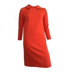 Bill Blass for Maurice Rentner 60s Orange Wool Knit Dress Size 6. 10