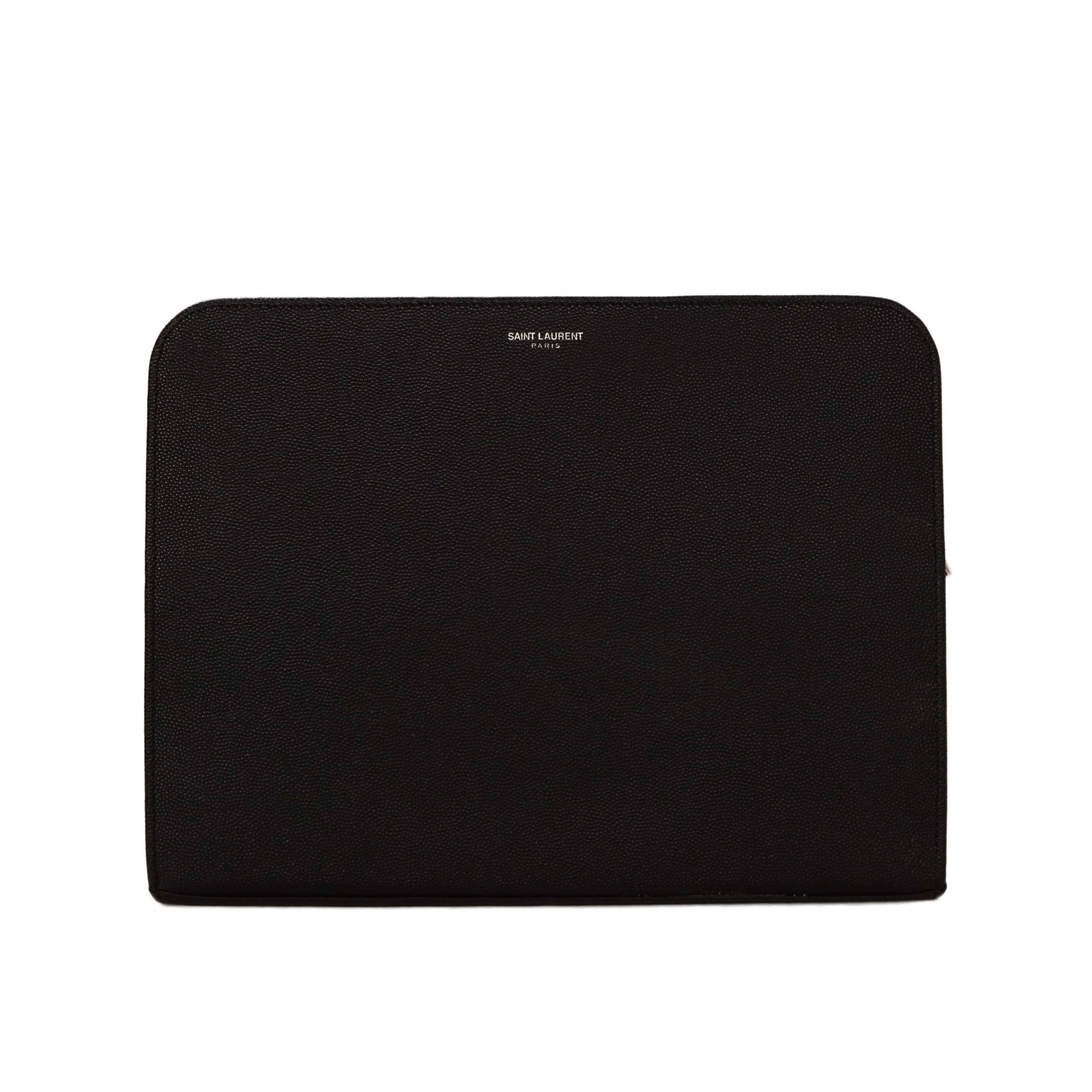 Saint Laurent Black Leather iPad Case/Clutch Bag rt $560