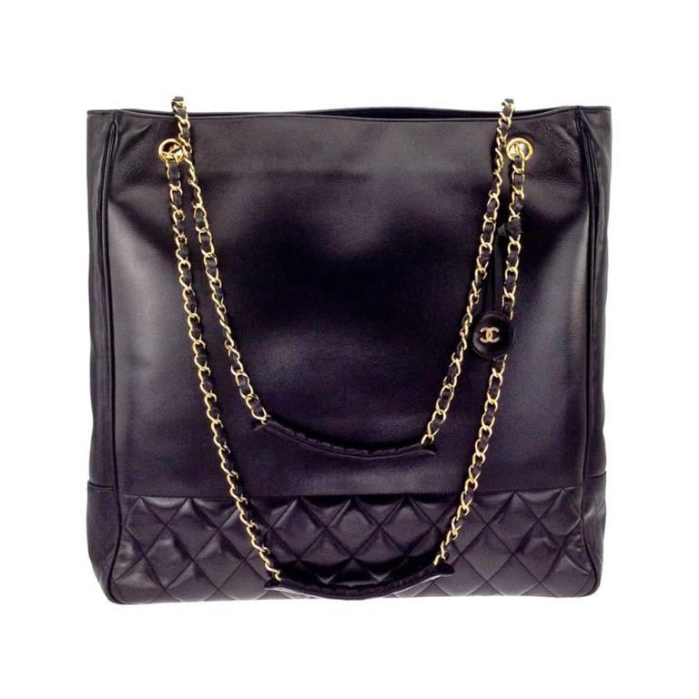 Chanel Black Tote Bag With Cc And Quilted Details