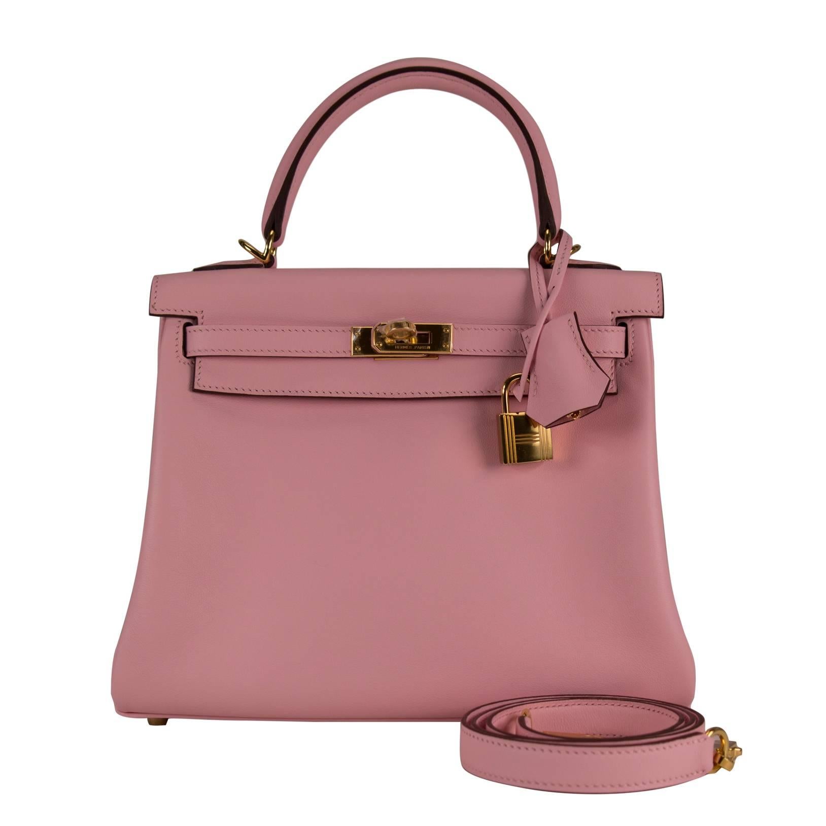 Hermès Kelly 25 Rose Sakura Swift PHW ○ Labellov ○ Buy and Sell
