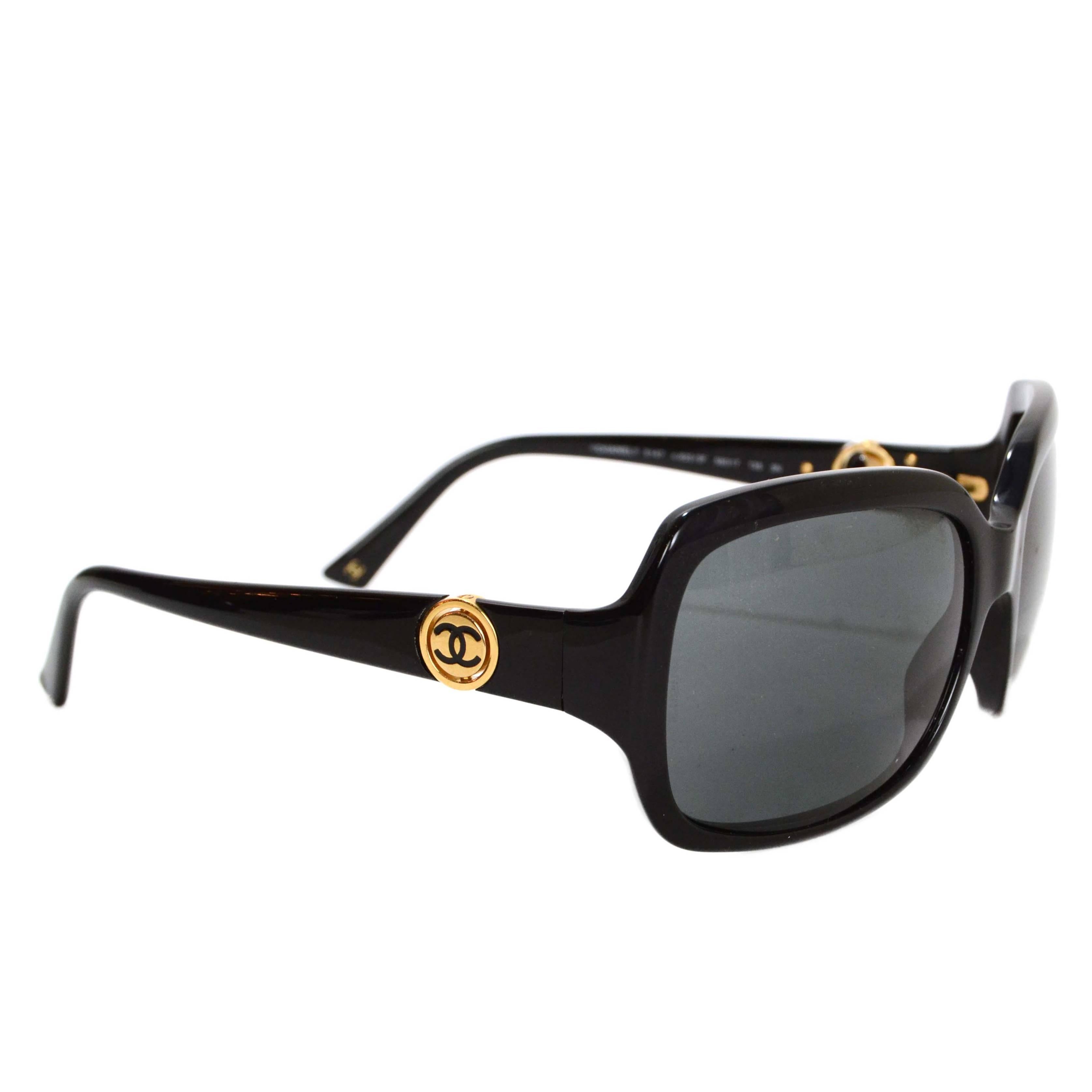 Chanel Black CC Charm Square Frame Sunglasses 