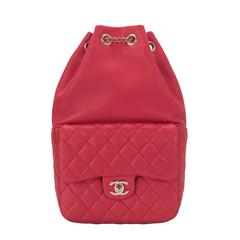 Chanel Red Lambskin Flap Backpack