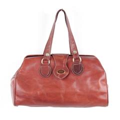 GIANFRANCO FERRE Italian Brown Leather DOCTOR BAG Tote HANDBAG