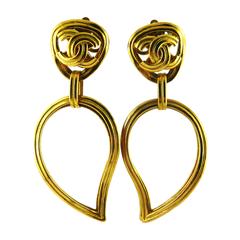 Chanel Vintage Stylized Heart Dangling Earrings with CC Logo Fall 1995 7