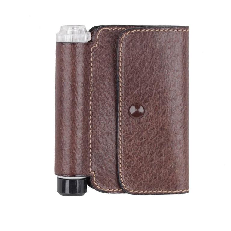 Gucci Italian Vintage Brown Leather 4 Key Case Holder Key Ring with