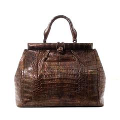 Nancy Gonzalez Bronze Crocodile Skin Large Satchel