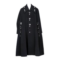 Yohji Yamamoto Black Wool Swing Coat 