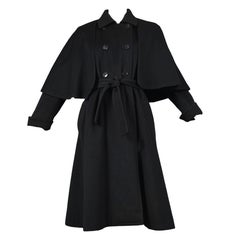 Yves Saint Laurent Black Belted Cape Coat 