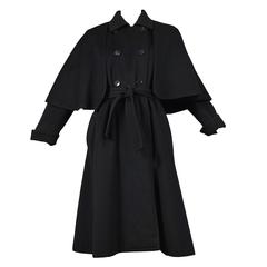 Yves Saint Laurent Black Belted Cape Coat 1