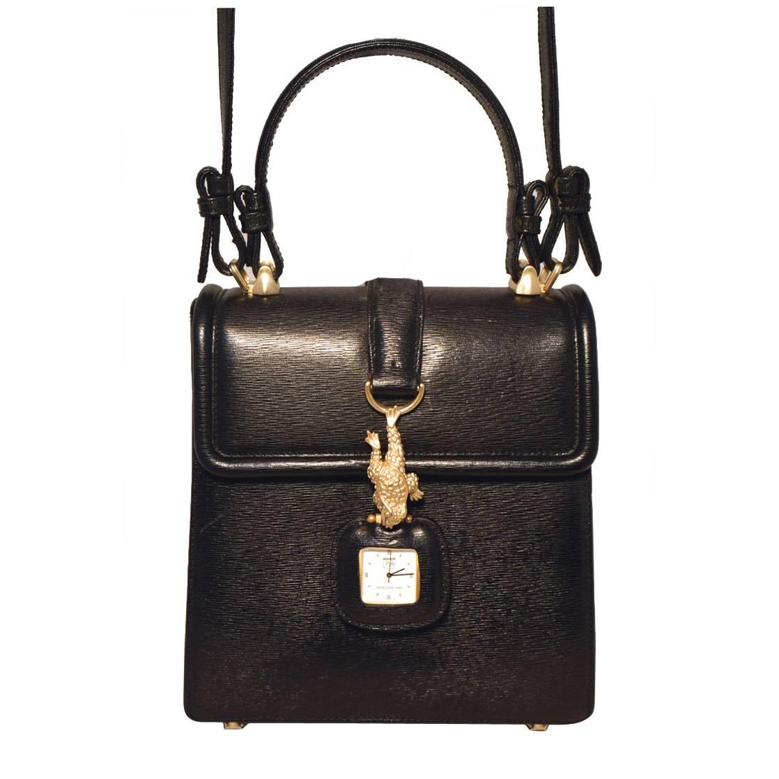 Barry Kieselstein-Cord Schwarze Leder-Uhrenhandtasche
