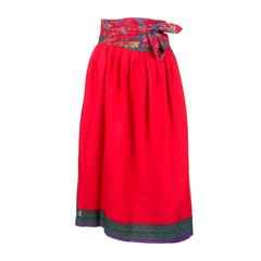 1970s Lanvin Red Wool Skirt