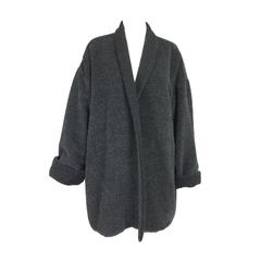 Vintage Agnona charcoal grey alpaca shawl collar wrap jacket 