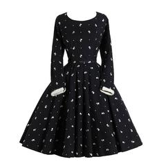 Vintage Black Wool Skater Dress