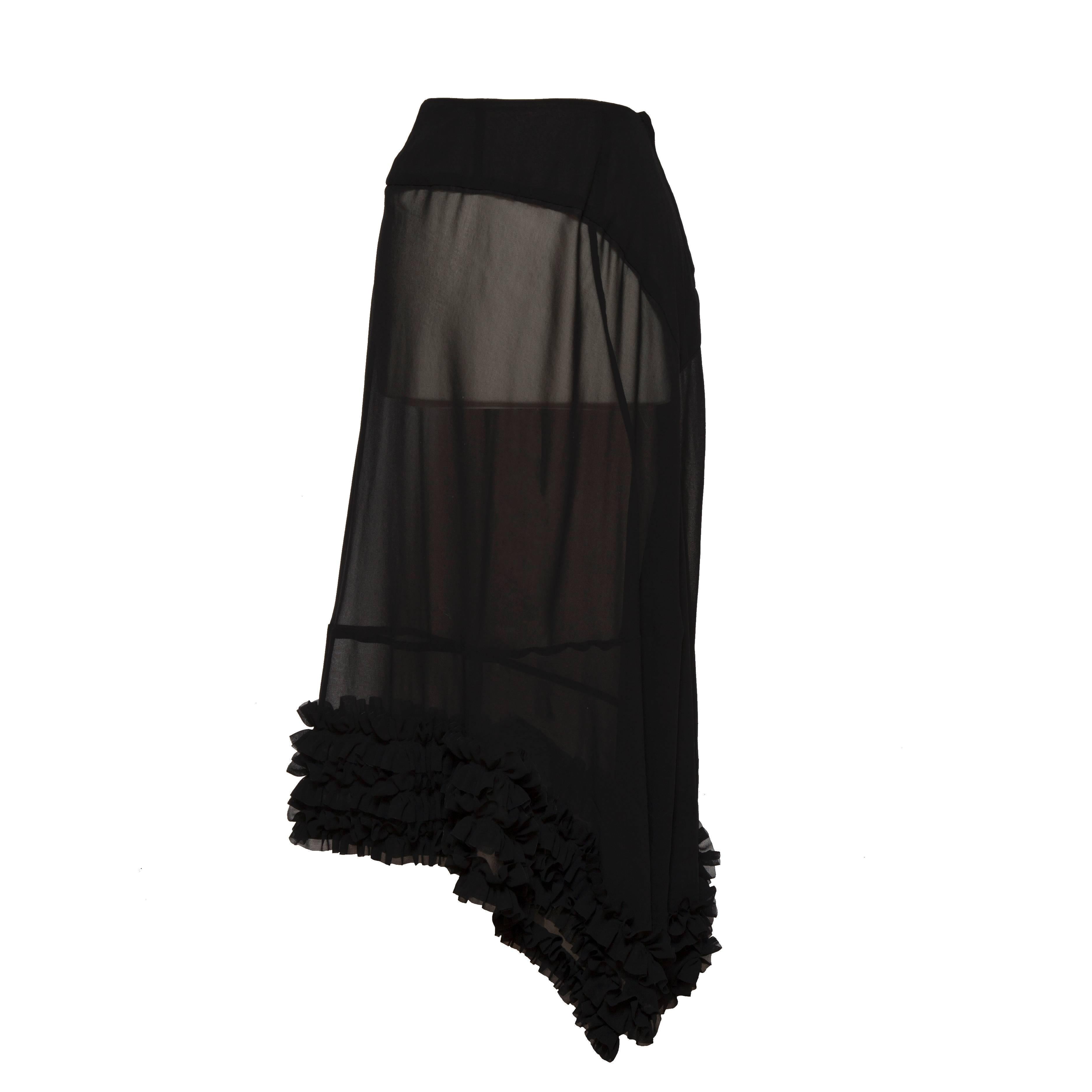 Comme des Garcons Ruffle Black Sheer Skirt AD1998 For Sale