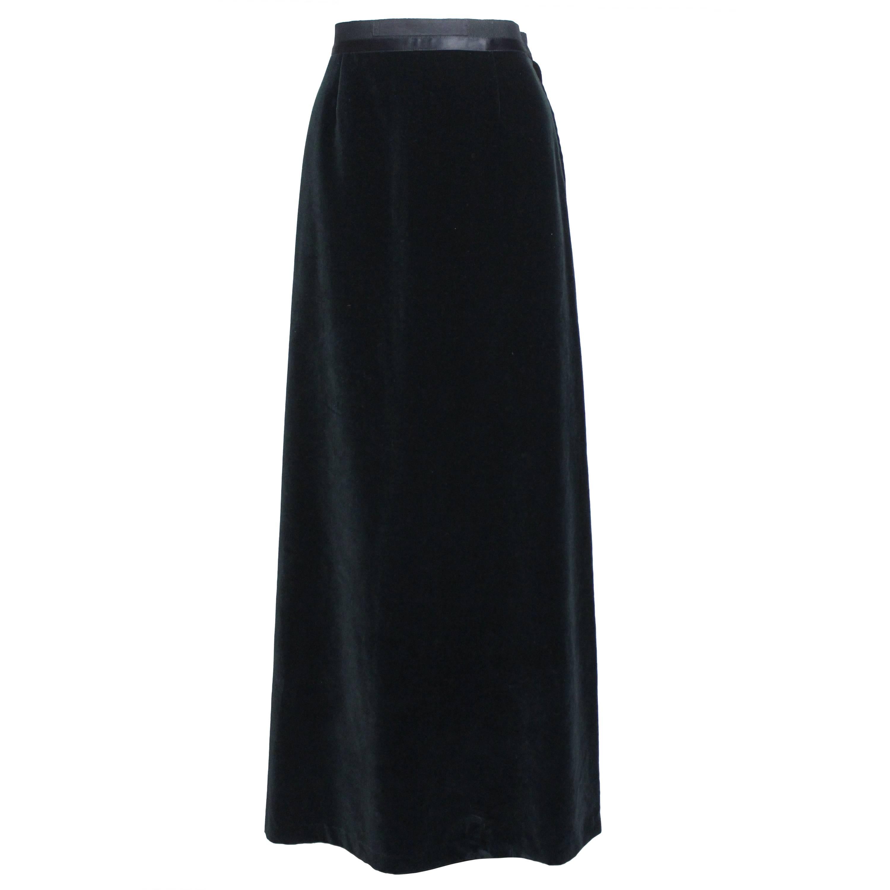 Martin Margiela Early 90s Forest Green Velvet White Label Skirt For Sale