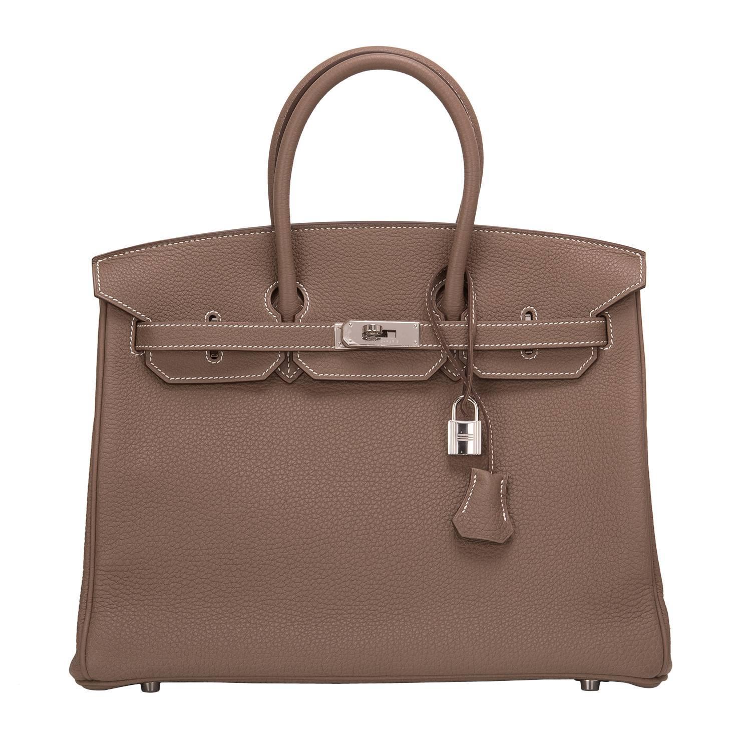 Hermes Etoupe Togo Birkin 35cm Palladium Hardware For Sale at 1stdibs