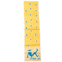 Vintage Courreges Scarf  Yellow with Blue and White 100% Cotton.