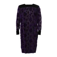 1980's Emmanuel Ungaro Purple and Black Velvet Dress