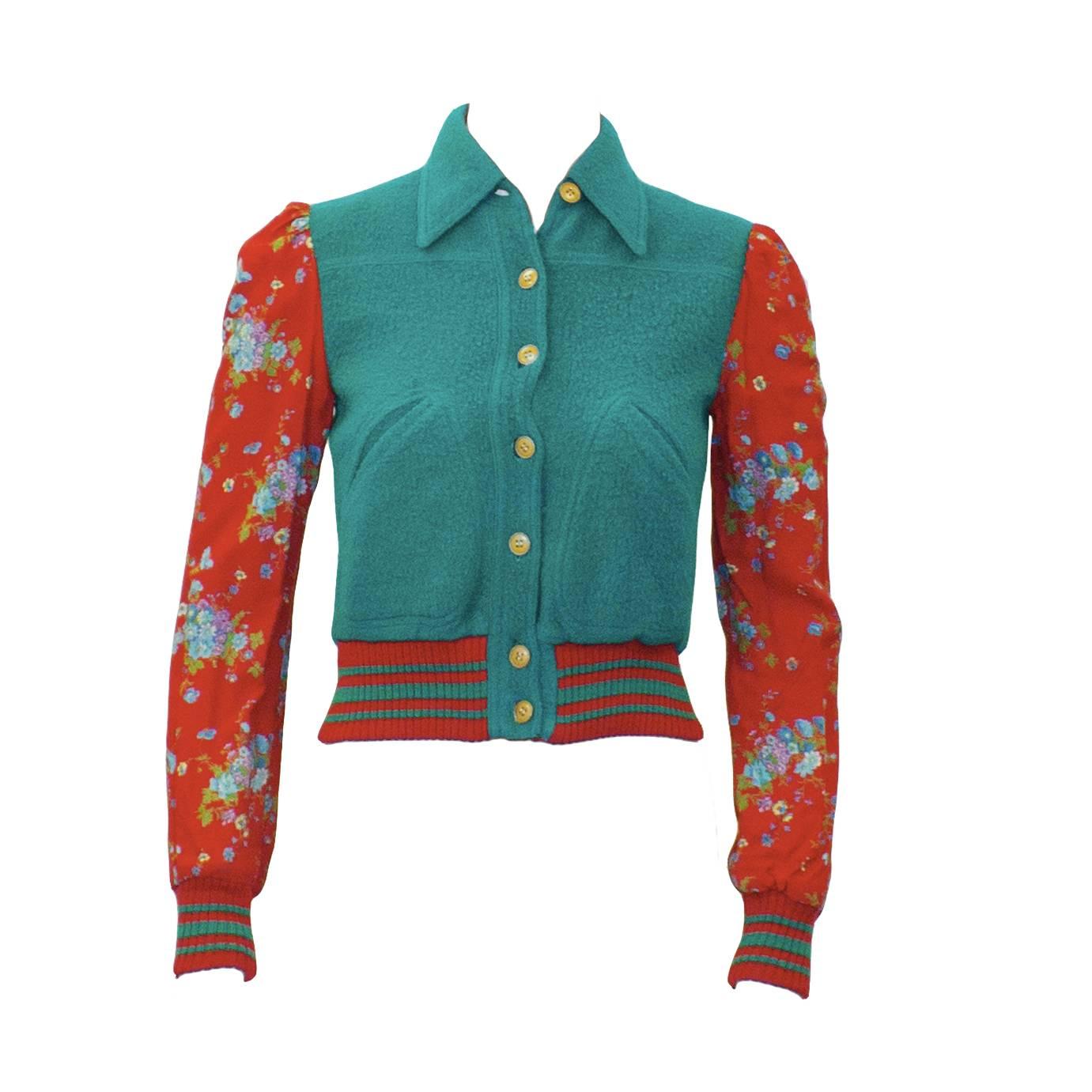 1971 Cacharel Green and Red Reversible Jacket 