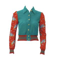 Vintage 1971 Cacharel Green and Red Reversible Jacket 