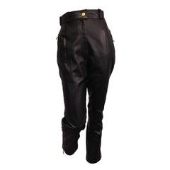 Vintage Chanel Black Leather High Waist Pants