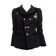 Balenciaga Navy Blazer with Gold Crest