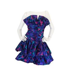 1980s Printed Silk Nina Ricci "Flower Petal" Mini Dress